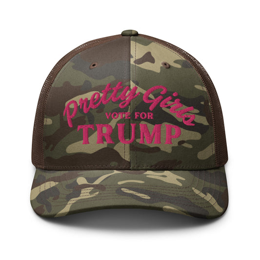 Pretty Girls Vote for Trump - Trucker Hat - Camo & Pink