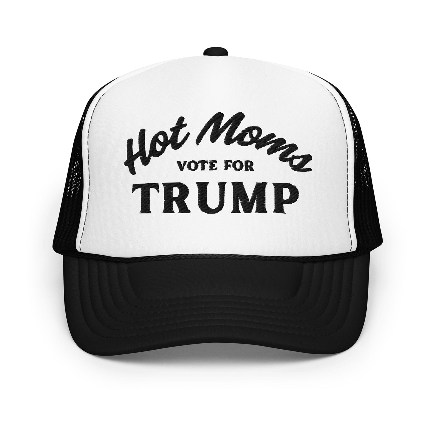 Hot Moms Vote For Trump - Trucker Hat - Black & White