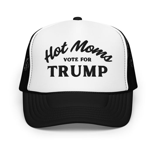 Hot Moms Vote For Trump - Trucker Hat - Black & White