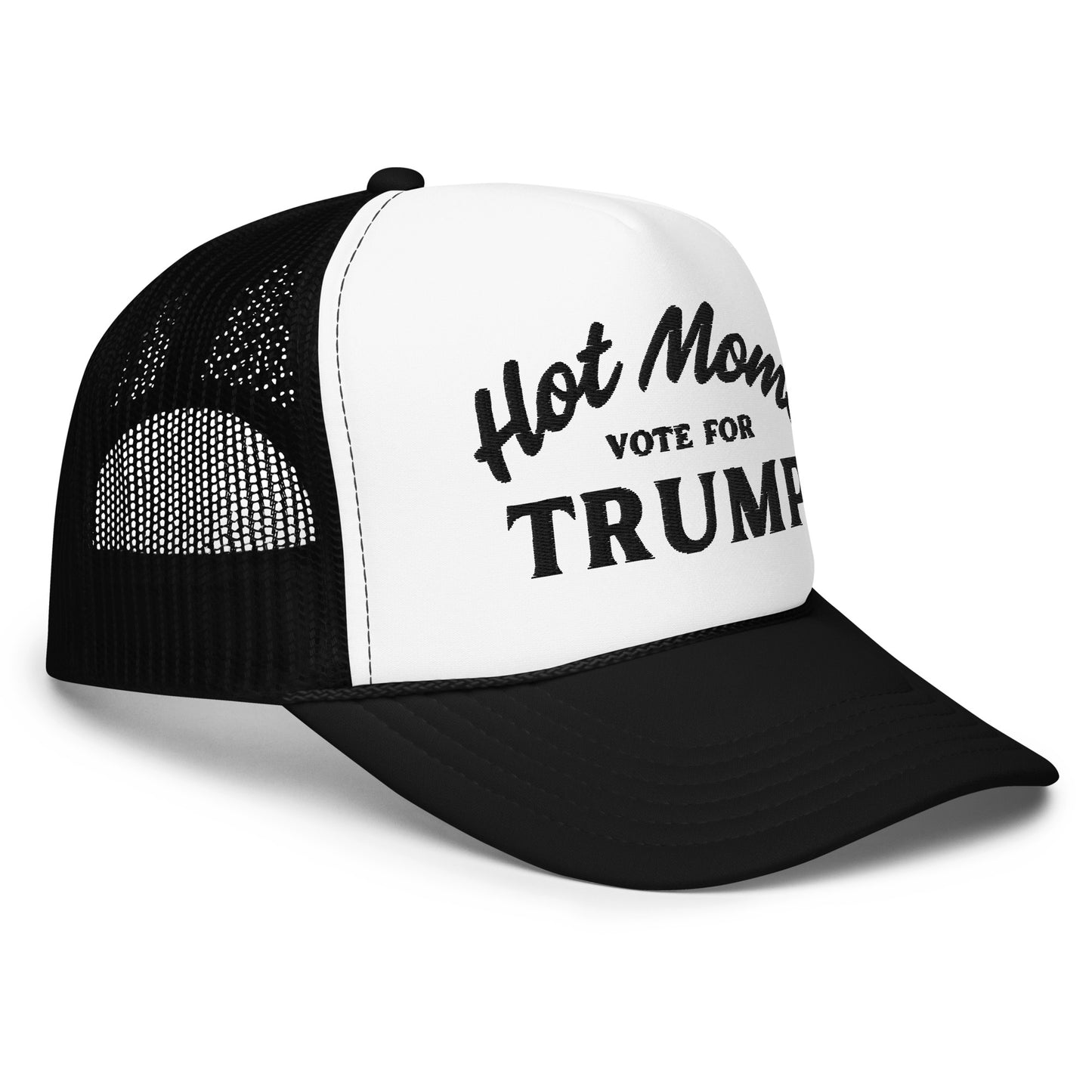 Hot Moms Vote For Trump - Trucker Hat - Black & White