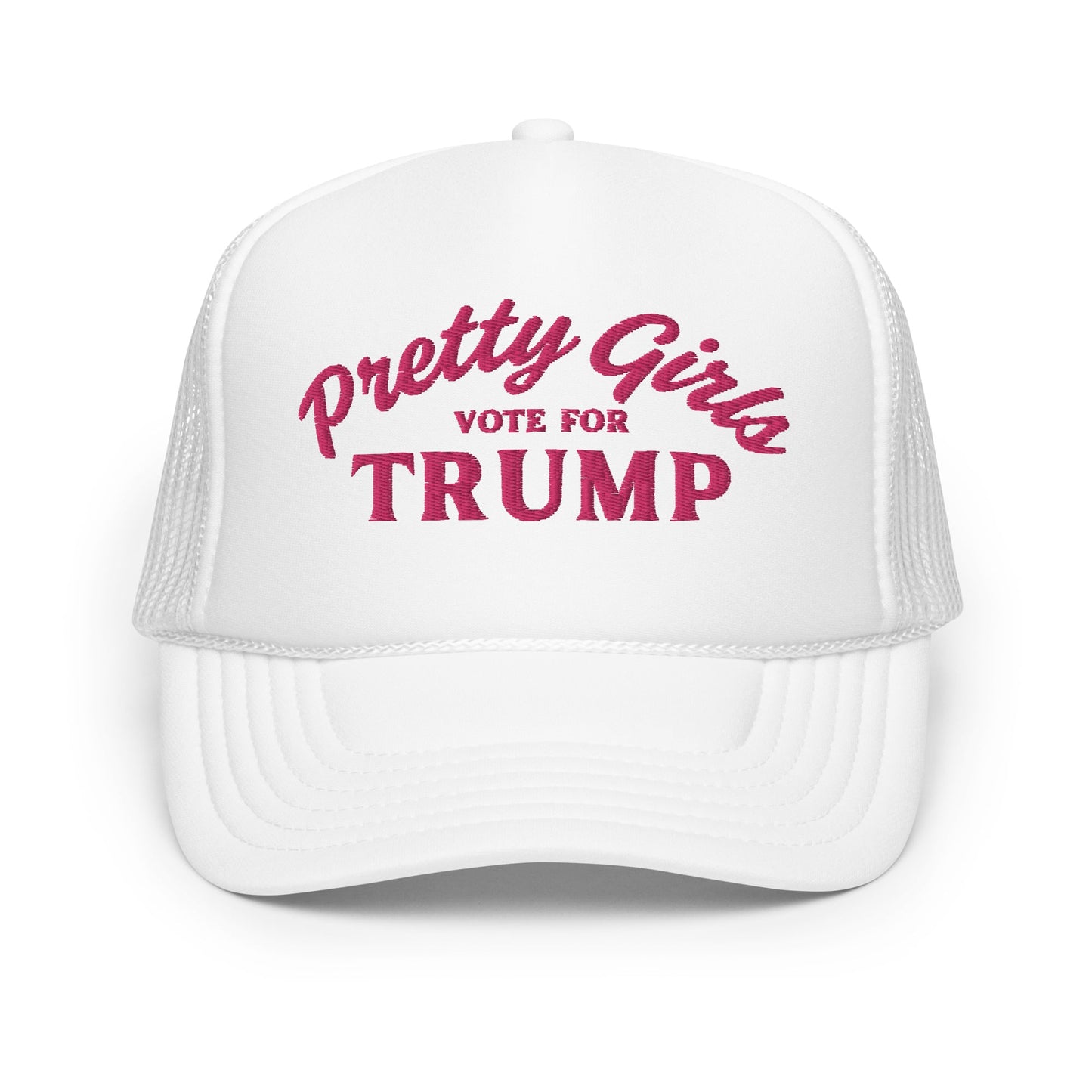 Pretty Girls Vote for Trump - Trucker Hat - White & Pink