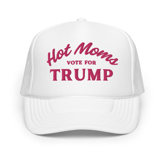 Hot Moms Vote For Trump - Trucker Hat - White & Pink