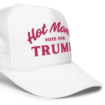 Hot Moms Vote For Trump - Trucker Hat - White & Pink